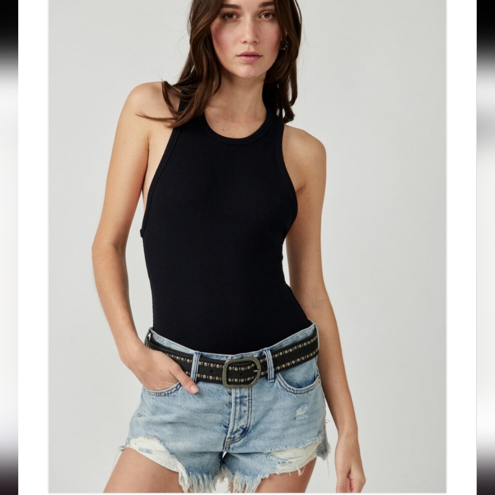 Free People intimately free black‎ racerback thong bodysuit size small brand new